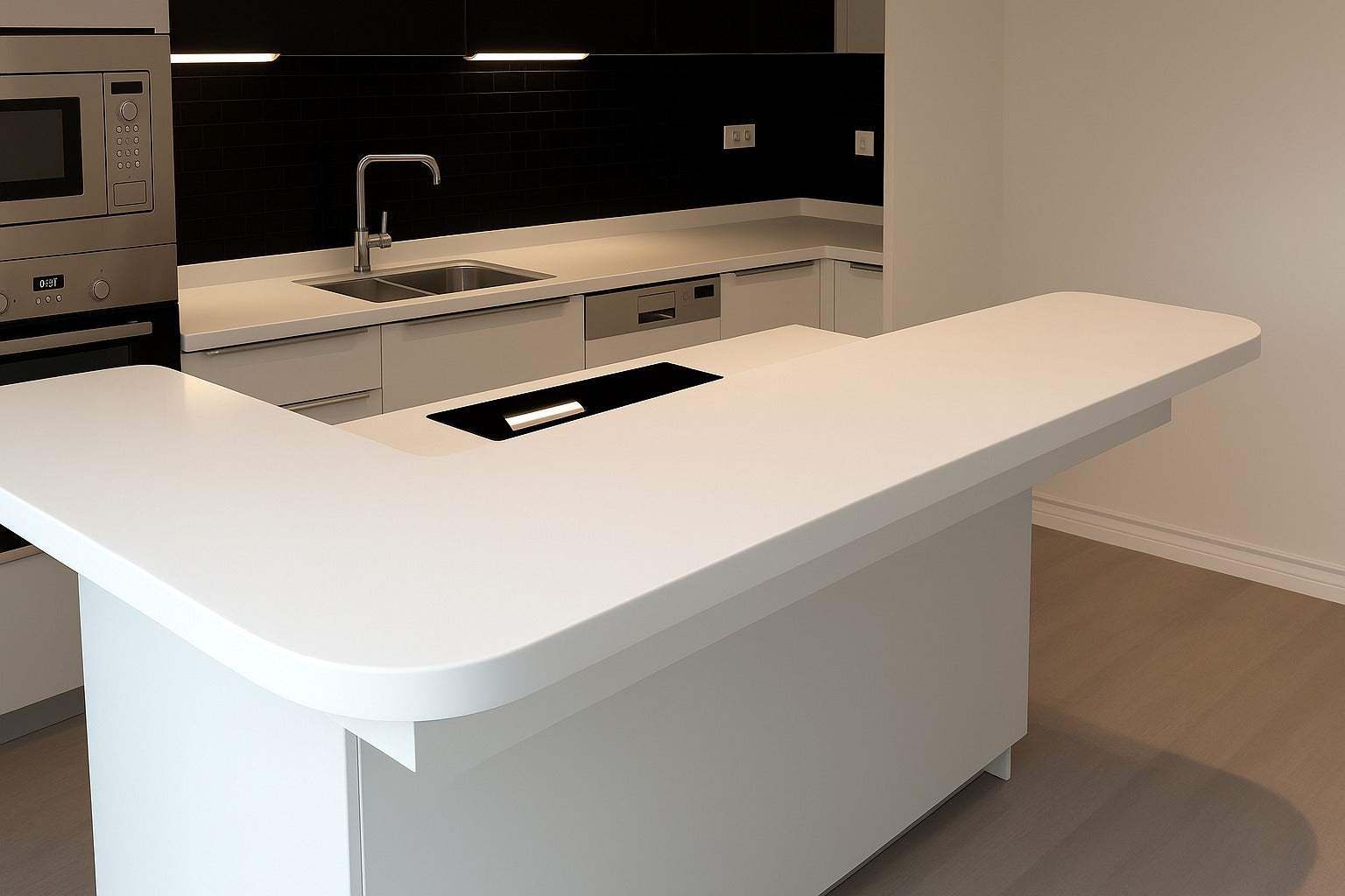 Moderne Küchentheke mit integrierter Kochfläche | Mivora Art